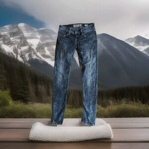 BUCKLE BKE Denim Stella Low Rise Skinny Jeans 26x31.5‎ Distressed Acid Wash Indi